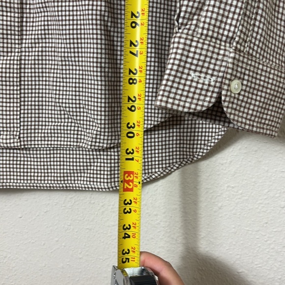 Ralph Lauren Blaire 100% Cotton Gingham Brown White Button Down Shirt size L - Picture 9 of 9